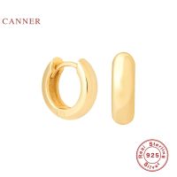 CANNER 925 Sterling Silver Earrings For Women Simple Fashionable Glossy Earrings Hoops Zircon Fine Jewelry Korean Pendientes