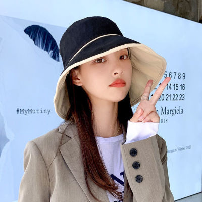 Reversible Fisherman Hat Womens Summer Thin Sun Hat Korean Style Versatile Face-Looking Small UV Protection Sun Protection Hat