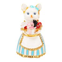 Trinket Boxes Jewelry Trinket Boxes Cat Shape Zinc Alloy Inlaid Rhinestones Colorful Enamel Multipurpose Cute for Living Room Storage Boxes