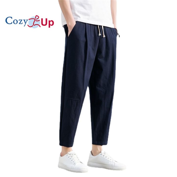 Cozy Up Men Oversize Wide Leg Pants Mens Straight Casual Ankle-Length ...