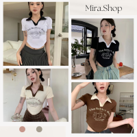 Mira_shop ย้อน ยุค ชาวอเมริกัน เสื้อยืดผู้หญิง แขนสั้น M1917#