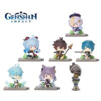 Genshin Impact Anime Figure Battlefield Heroes Liyue Zhongli Keqing Qiqi Chongyun 7pcs Model Kawaii Doll Toys Gifts For Kids