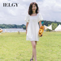 IELGY เดรสสีขาวสำหรับผู้หญิงสไตล์เกาหลีใหม่ฤดูร้อน