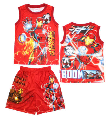 เฺสื้อผ้าเด็กลายการ์ตูนลิขสิทธิ์แท้ เด็กผู้ชาย/ผู้หญิง ชุดเที่ยว ชุดเดินเล่น ชุดแขนกุด ชุดแฟชั่น IRON MAN เสื้อเด็กผ้ามัน Avengers DMA243-14 BestShirt