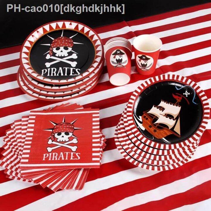 pirate-theme-party-disposable-tableware-birthday-party-decorations-kids-party-supplies-napkins-paper-plates-birthday-decoration