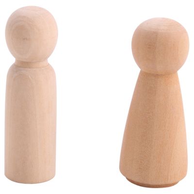 10 Pieces 65 mm Unfinished Wooden Peg Dolls Wooden Tiny Doll Bodies People Decorations,Wood Color