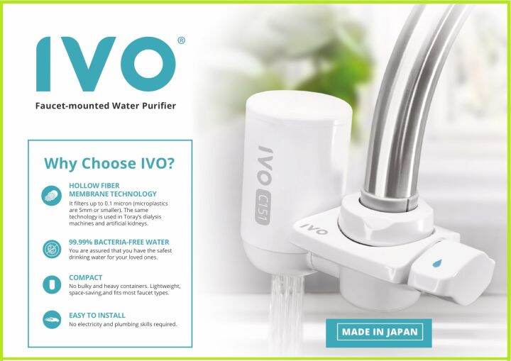 Water Purifier (IVO Japanmade water purifier) portable and handy water