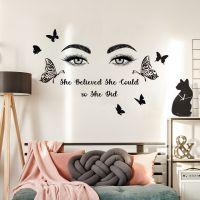 ☏ Fashion Lash Brows Eyes Quote Wall Stickers Unique Girls Eyelashes Wall Decals Bedroom Decor Eyebrows Store Beauty Salon Decor