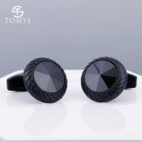 Mens Cufflinks TOMYE XK19S095 High Quality Fashion Matte Black Round Custom Formal Business Shirt Cuff Links Wedding Gifts Cuff Link