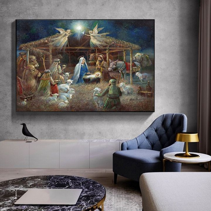 Xiaotrangwu 1 unit krismas Nativity yesus kristus kanvas lukisan agama ...