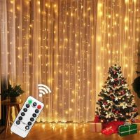 [Ricky Lighting] 3M LED Curtain Garland บนหน้าต่าง USB String Lights Fairy Festoon With Remote Christmas Wedding Ramadan Decoration For Home