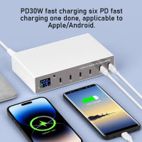 WLX-X6P 140W 6 In 1 PD ชาร์จ3.0 USB C แท่นชาร์จที่ชาร์จความเร็วสูง6พอร์ตชาร์จเร็ว USB PD สำหรับ iPhone แล็ปท็อป Type C 30W