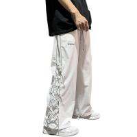 Casual Pants Mid-Rise Elastic Waistband Side Cross Lace-up Drawstring Cuffs Men Sweatpants Summer Thin Hip Hop Cargo Pants Exercise Bands