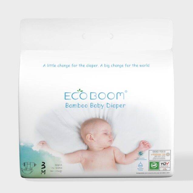ECO BOOM Medium Trial Pack Biodegradable Bamboo Tape Diapers 32 pcs