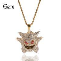 [COD] Cross-border best-selling European and creative gold-plated diamond Geng ghost pendant stainless steel personality hipster necklace