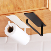 Multifunctional Kitchen Bathroom Towel Rack Hanging Paper Roll Holder Punch-free Storage Rack Accessories