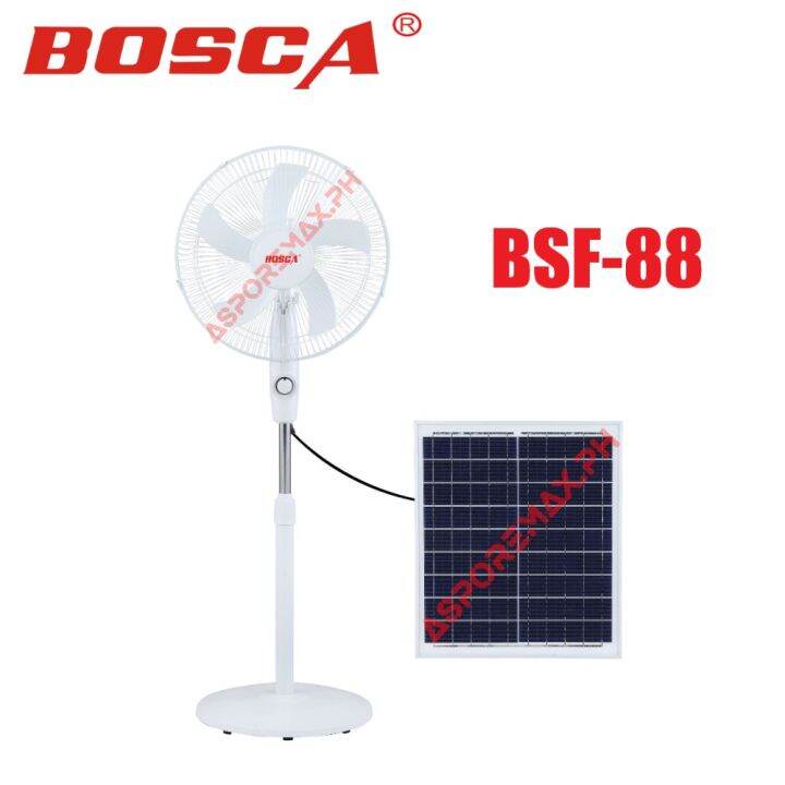 Bosca Solar Stand Fan 16 Inches With 5 Blades3 Speeds Solar Electric Acdc Fan Plug And Play 1928