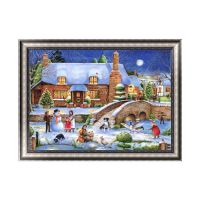 Christmas House DIY 5D เพชรเย็บปักถักร้อยสำหรับ Cross Stitch Home Decor C