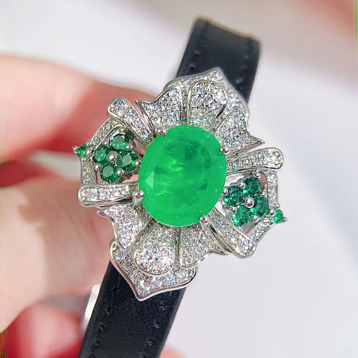 sequito-เครื่องประดับผู้หญิงที่ทันสมัยสีขาวทองไมโครปูเงา-aaa-ลูกบาศก์-zircon-การตั้งค่ารูปไข่หินสีเขียวครบรอบปีสร้อยข้อมือนาฬิกาดอกไม้ขนาดใหญ่สามารถ-b229สร้อยคอ