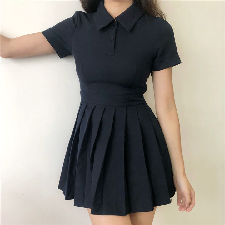 plus-size-short-sleeved-navy-dress-2021-new-summer-pleated-short-dresses-slim-high-waist-fashion-folds-casual-dress-for-women