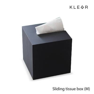 KlearObject Sliding Tissue Box-M กล่องใส่กระดาษทิชชู่ สีดำด้าน กล่องอะคริลิค กล่องทิชชู่แบบเลื่อนสไลด์ กล่องทิชชู่ กล่องทิชชู่สีดำ กล่องใส่ทิชชชู่