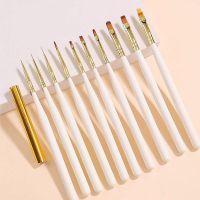 12 Types Nail Brush Acrylic Drawing Brush Line Curve Pen Manicure Flat /Fan /Round Tips Painting Brush Nail Art Tool Artist Brushes Tools