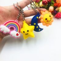 Souvenir Keychain Cartoon Smiling Fashion Star Totem Amulet Keyfob for Men Boys Ornament