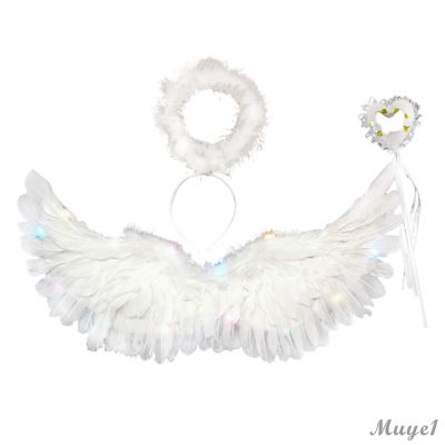 [{COD}] Angel Wing Child Feather Wing Kids Angel Costumes for Boys Girls