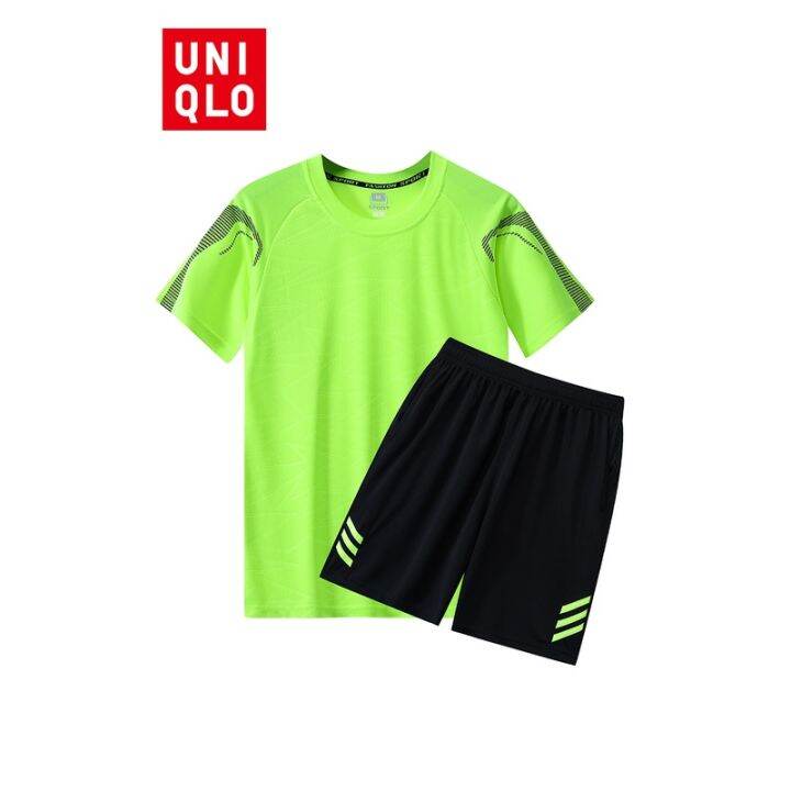 uniqlo-ชุดกีฬา-เสื้อยืดลําลอง-คอกลม-แขนสั้น-กางเกงขาสั้น-สองชิ้น-สําหรับผู้ชาย-เหมาะกับการเล่นเซิร์ฟ-ปั่นจักรยาน-ฟิตเนส-กลางแจ้ง-ไซซ์-m-5xl