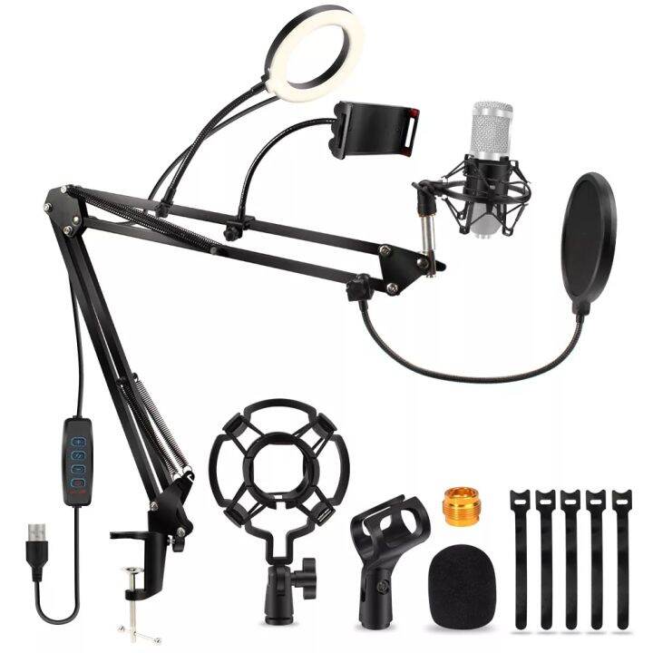 Heavy Duty Scissor Arm Suspension NB35 Microphone Arm Stand with Shock Mount Ring Light Cable