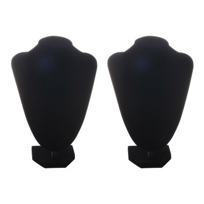 2X Shop Mannequin Bust Jewelry Necklace Pendant Earring Display Stand Holder Black-XL