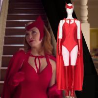 ☒▩ pdh711 Wanda Vision Cosplay Scarlet Witch Wanda Maximoff Cosplay Costume Women Sexy Jumpsuit Red Halloween Outfits