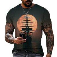 2023 In stock Mens Vintage 3D Print T-Shirt Pirate Print Crew Neck Short Sleeve T-Shirt for Men Oversize T-Shirt with Homme Camiseta Top X，Contact the seller to personalize the name and logo