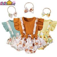 Newborn Infant Baby Girl Clothes Set Fashion Knit Ruffle Tops Shorts Headband Summer 3Pcs Outfit Overall For New Born Clothing