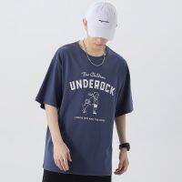 [COD] 2023 summer short-sleeved t-shirt mens trendy brand round neck boys letter print five-quarter sleeves loose long men