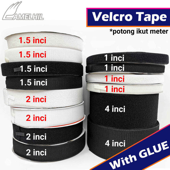 (Meter) Hook & Loop Magic Tape Velcro Tape With Glue Tape Pelekat ...