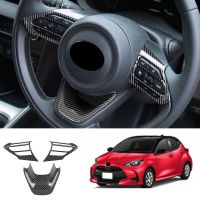 รถยนต์ Toyota Yaris 2022 2020 2021 ABS รถคาร์บอนไฟเบอร์พวงมาลัยชิ้นส่วนตกแต่งส่วนครอบแผงสติ๊กเกอร์ตกแต่งกรอบอุปกรณ์เสริม