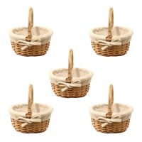 5X Hand-Woven Wicker Basket Simulation Flower Basket Single Handle Small Flower Basket with Hand Gift Basket