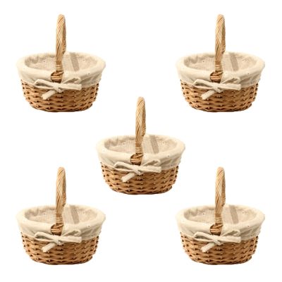 5X Hand-Woven Wicker Basket Simulation Single Handle Small with Hand Gift Basket