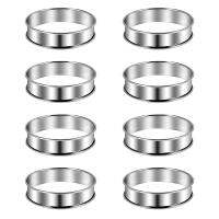 8 Pcs 4.1 Inch Muffin Tart Rings Double Tart Ring Stainless Steel Round Ring Mold for Home Cooking