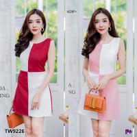 P9226  Dress เดรสแขนกุด ทูโทน    Dress Two tone sleeveless dress