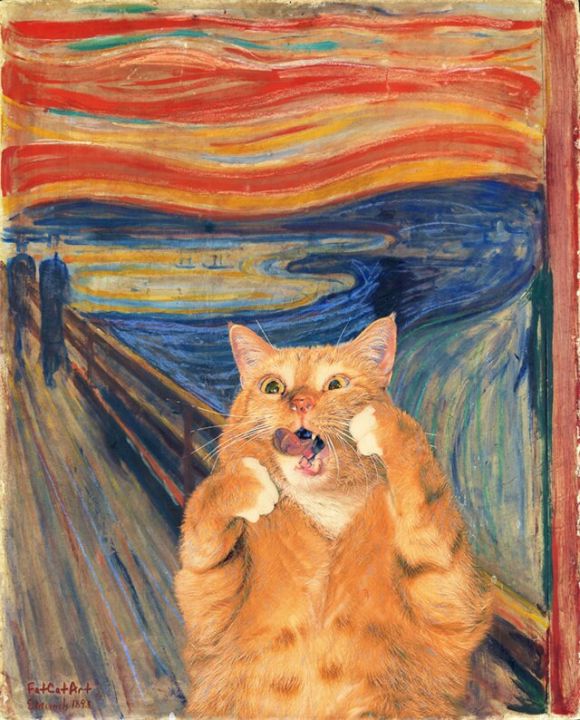 the-scream-edvard-mwch-โปสเตอร์ศิลปะตลก-ตลกกรีดร้องแมวสุนัขผ้าใบจิตรกรรม-บทคัดย่อภาพผนังศิลปะสำหรับห้องนั่งเล่น