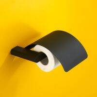 ▩✻♂ Black Stainless steel paper towel rack bathroom paper holder roll Holder tissue holder with cover suporte de rolo