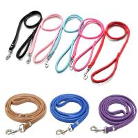 Puppy Dog Leash Colorful PU Leather Round Rope Small Dog Collar Leads Leash Soft Leather Cat Harness Leash for Walking Outdoor