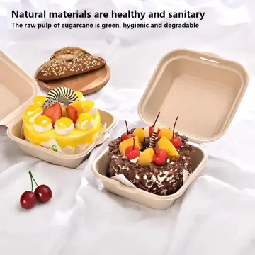 10pcs Disposable Paper Pulp Square Bento Box For Baking Cakes & Hamburgers