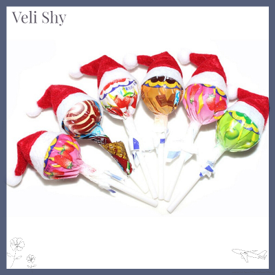 Veli Shy หมวกซานตาคลอสขนาดเล็ก6ชิ้น,หมวกคริสต์มาสคริสต์มาสคริสต์มาสวันหยุดอมยิ้มของท็อปเปอร์ท็อปเปอร์