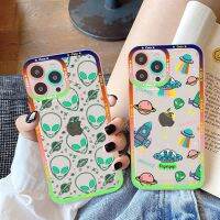 【เคสโทรศัพท์ Qiqi 】สุนทรียภาพเคสโทรศัพท์ชุดตัวต่ออวกาศและมนุษย์ต่างดาวการ์ตูนสำหรับ iPhone 11 12 13 14 Mini Pro Max XR X XS เคสใส่ TPU 8 7 6 Plus SE 2020