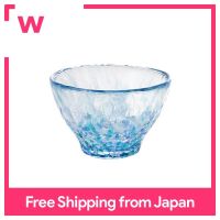 Adelia Tsugaru Vidro Sake Cup Blue 85Ml Hydrangea 1กล่อง Made In Japan F-49783