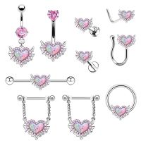 【CW】 Pink Navel Belly Rings Clip Labret Piercing Helix Screw Earring Stud Cartilage