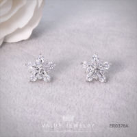 Value Jewelry ER0376 กว้าง1.3cmยาว1.3cm เครื่องประดับเพชรCZเกรดพรีเมี่ยมสุดเก๋รูปดอกไม้ ใส่แล้วน่ารักดูดี ไม่หมองไม่ดำง่ายใช้ได้นาน